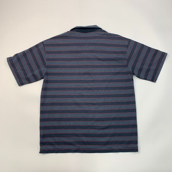 Nike Polo Shirt Mens L Blue Striped Dri Fit UV Performance Stretch Short Sleeve - Picture 8 of 11